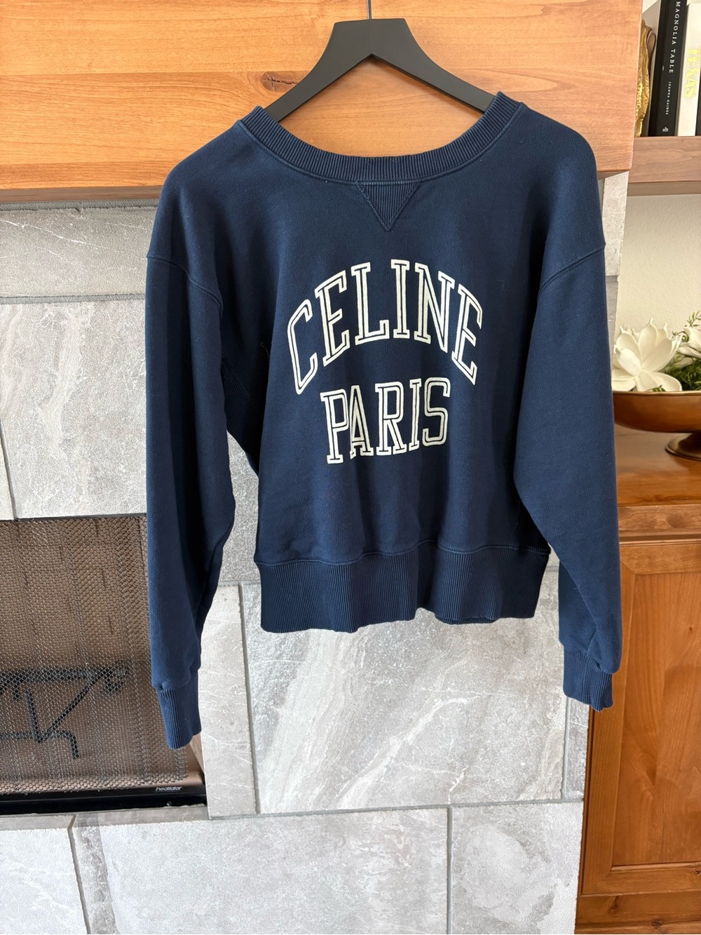 Celine Navy Blue Paris Logo Sweatshirt